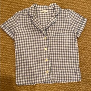 Madewell gingham short sleeve shirt blue white